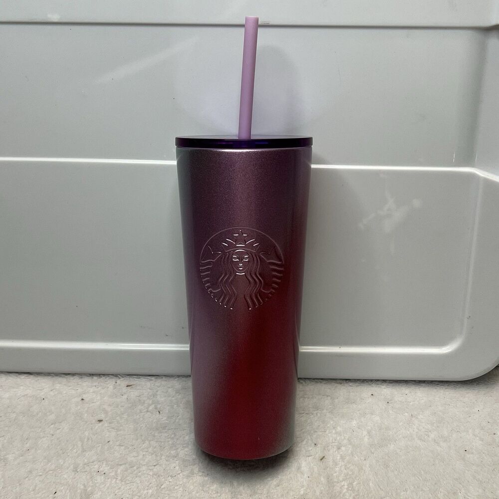Starbucks 2021 Holiday Stainless Steel Metal Gradient Pink Tumbler Cup New 16oz